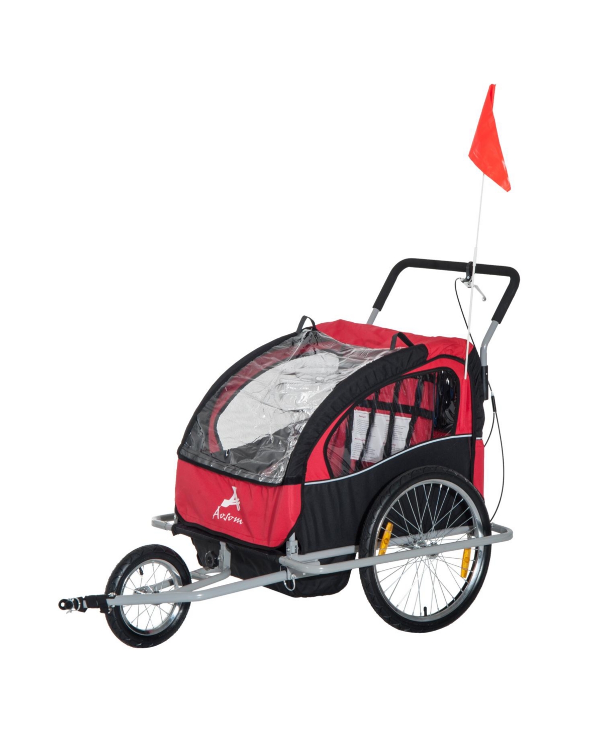 Aosom Elite Double Baby Bike Trailer Child Bicycle Kids 3 Colors In Red