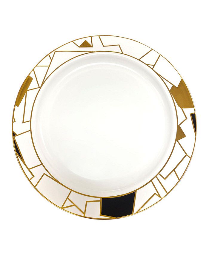 Smarty Had A Party 7.5" White with Black and Gold Abstract Squares