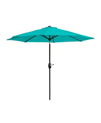 9 Ft Outdoor Patio Market Umbrella with Decorative Round Resin Base