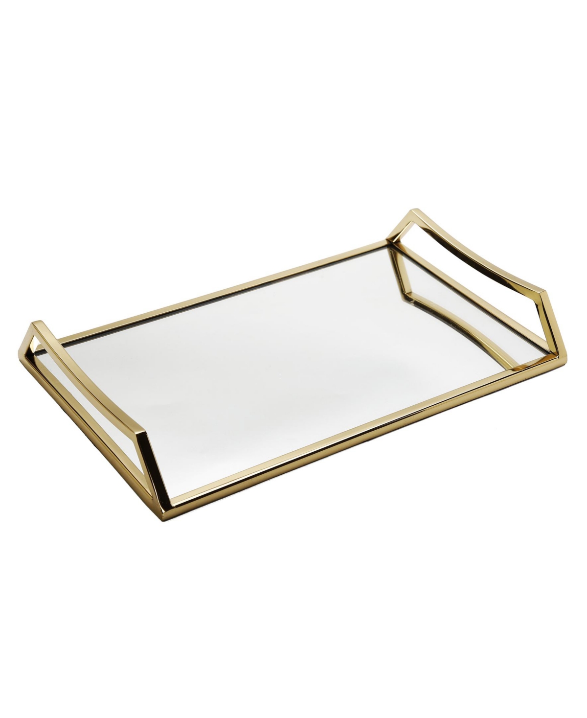 Classic Touch Oblong Mirror Serving Tray With Handles In Gold