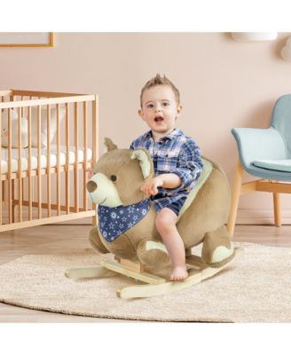 Baby Rocking Horse, Plush Animal Rocker w/ Realistic Sound, Pedals