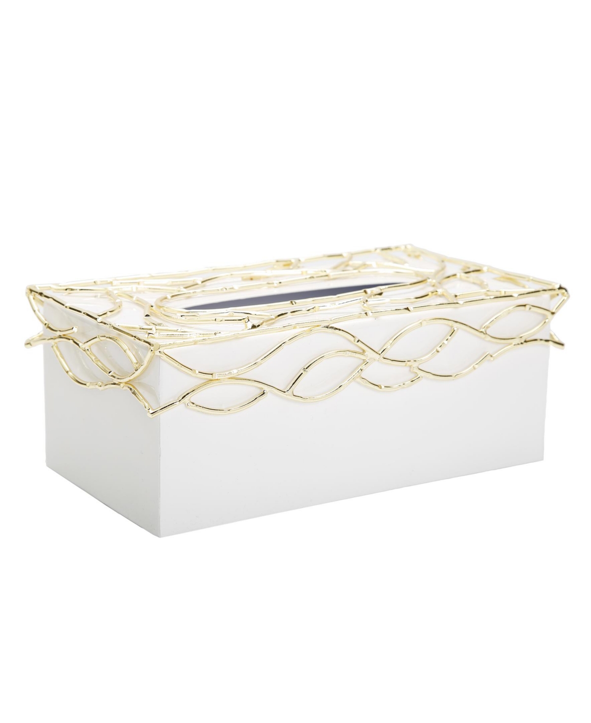 Classic Touch Tissue Box Mesh Design On Cover In Gold