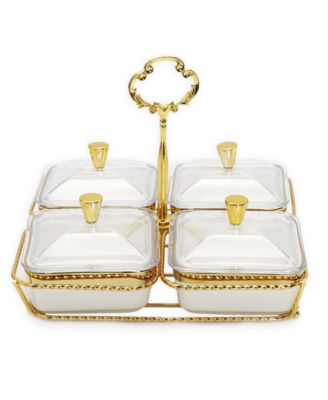 4-Piece Bowl Relish Dish on Base Set