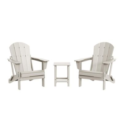 3 Piece Set Outdoor Folding Adirondack Chairs with Side Table