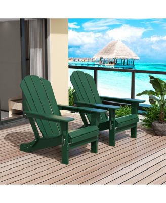 All-Weather Contoured Outdoor Poly Folding Adirondack Chair (Set of 2)