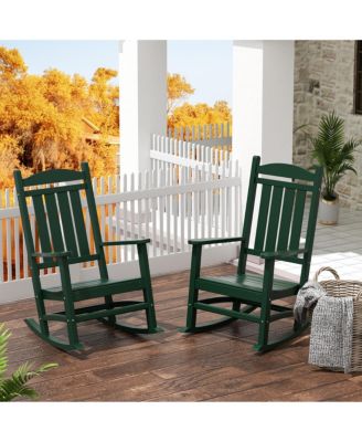 All-Weather Outdoor Patio Poly Classic Porch Rocking Chair (Set of 2)