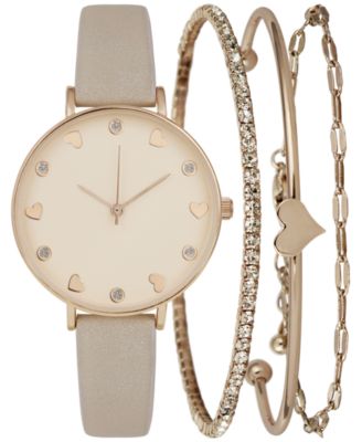 I.N.C. International Concepts - Women's Pink Glitter Strap Watch 36mm Gift Set, Created for Macy's