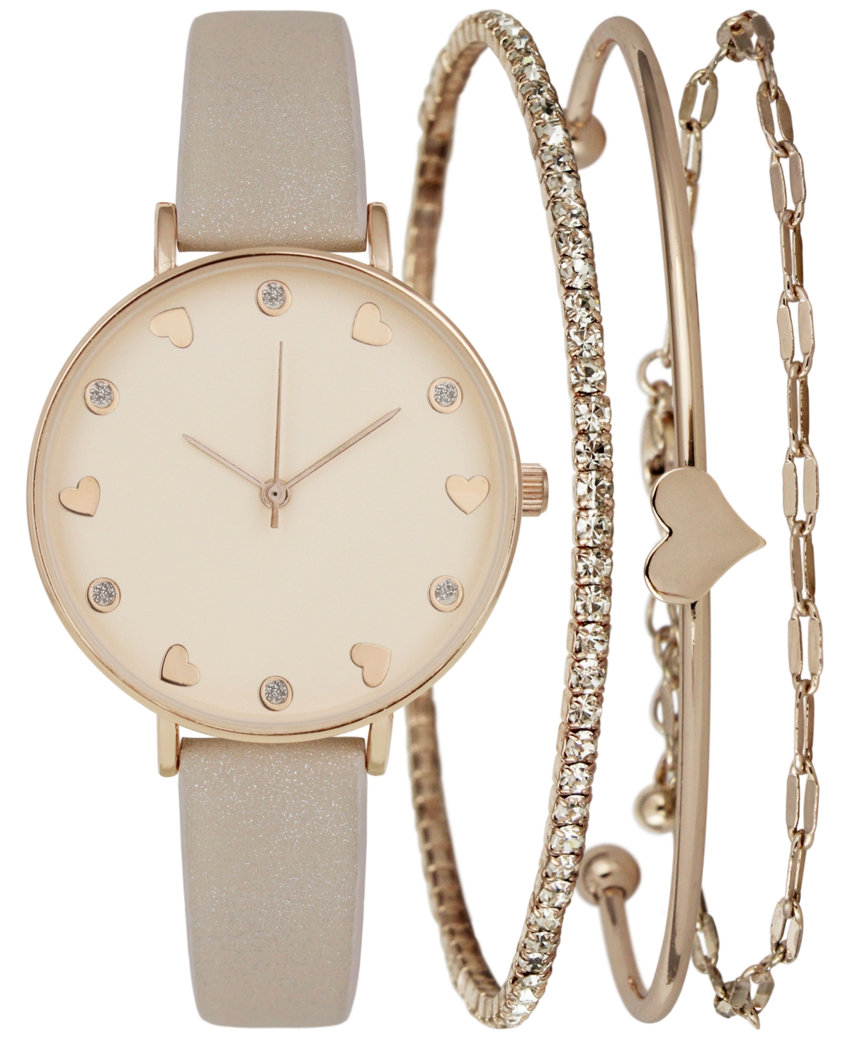 Inc International Concepts Women's Pink Glitter Strap Watch 36mm Gift Set, Created For Macy's