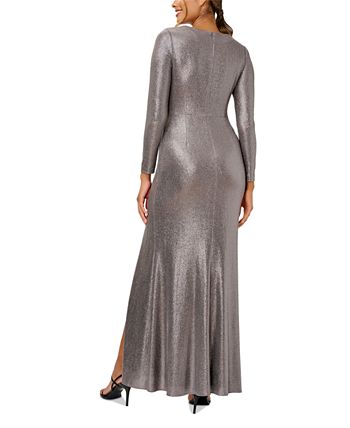 Adrianna Papell Women s Metallic Jersey Ruched Gown Macy s