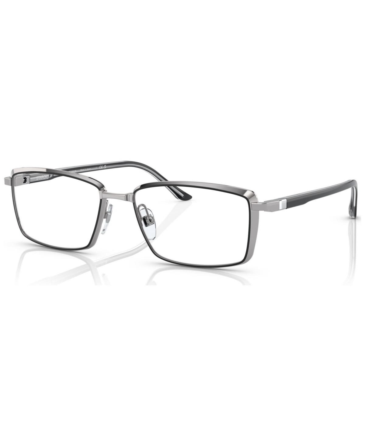 Men's Rectangle Eyeglasses, SH2071T56-o - Silver-Tone, Black