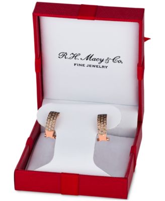 Ombr&eacute; Chocolate Diamond & Nude Diamond (1-1/4 ct. t.w.) Omega Hoop Earrings in 14k Rose Gold, White Gold or Yellow Gold