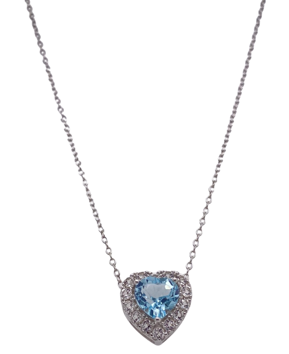 Macy's Garnet (1 ct. t.w.) & White Topaz (1-3/8 ct. t.w.) Heart 18" Pendant Necklace in Sterling Silver (Also in Amethyst, Sky Blue Topaz, Citrine, & Peridot)