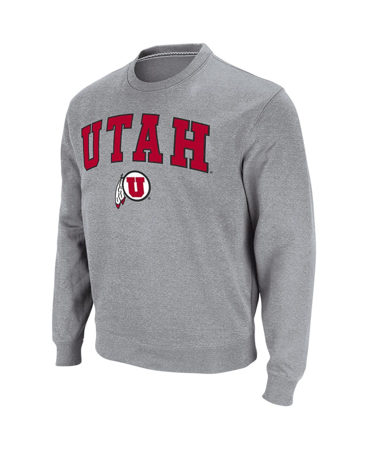 Shop Colosseum Men's  Heathered Gray Utah Utes Arch & Logo Tackle Twill Pullover Sweatshirt