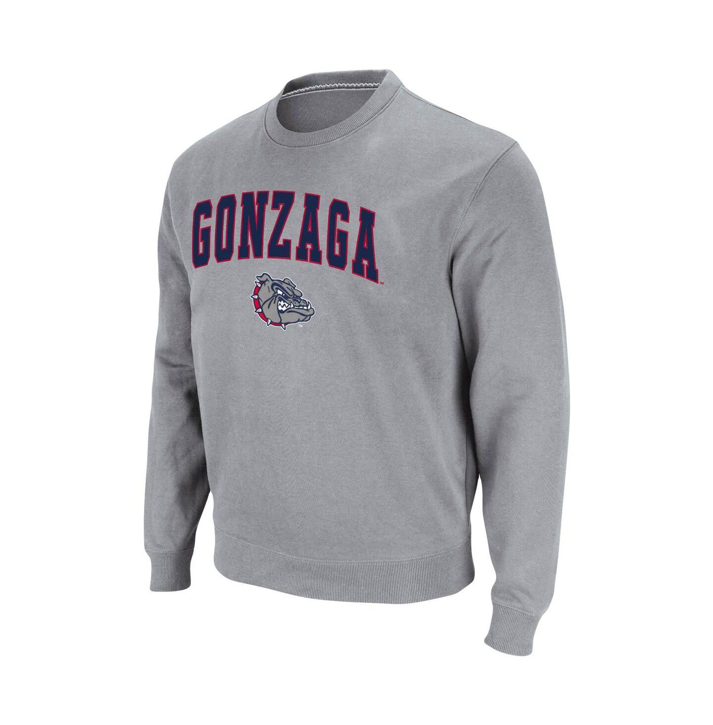 Мужская толстовка Colosseum Gonzaga Bulldogs Arch & Logo Tackle Twill Pullover, цвет: Меланжевый серый — фото 2
