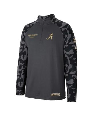 Men's Charcoal Alabama Crimson Tide OHT Military-Inspired Appreciation Long Range Raglan Quarter-Zip Jacket
