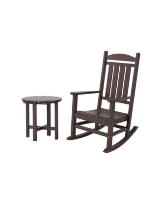 2-Piece Classic Porch Rocking Chair With Side Table Set