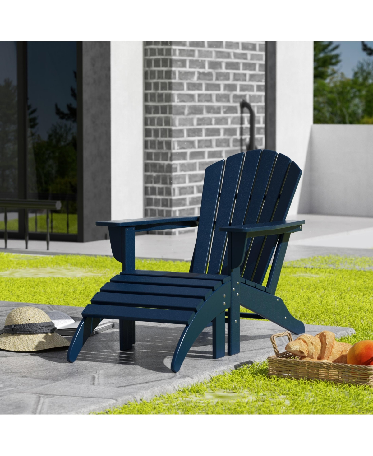 WestinTrends Outdoor Adirondack Chair With Footrest Ottoman Set