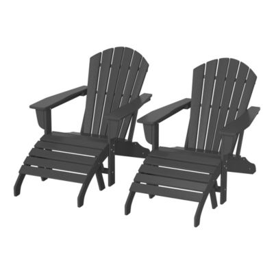 Adirondack Chair with Footrest Ottoman Set (Set of 2)