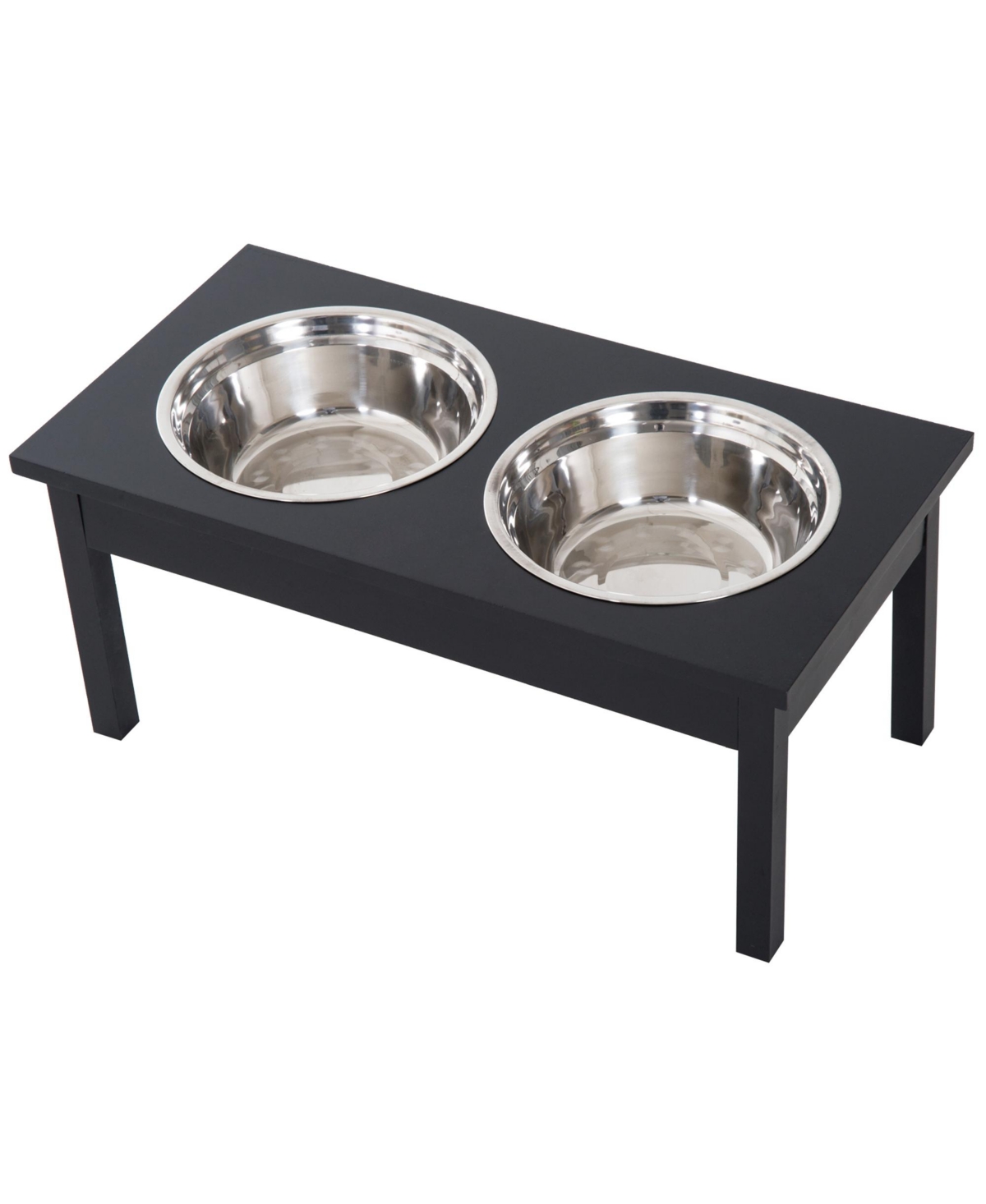 10" Elevated Raised Dog Feeder Stainless Steel Double Bowl Food Water - Black