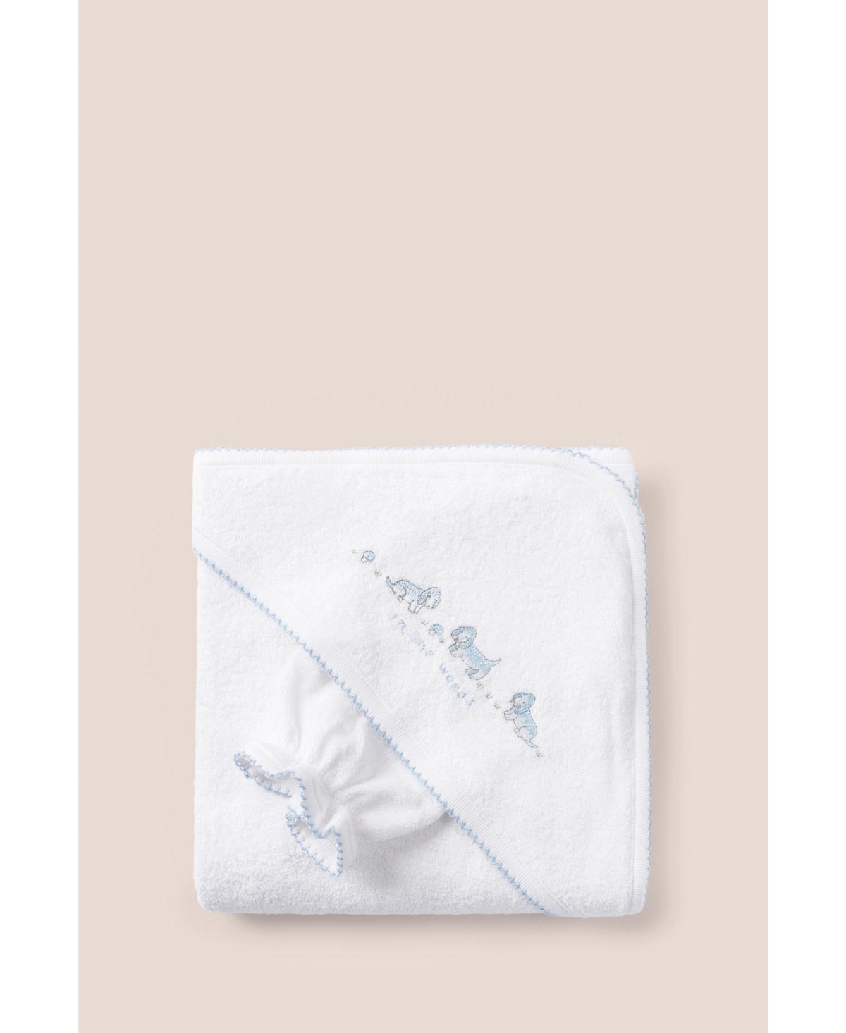 Babycottons In The Woods Softest Towel & Mitten Made Of Premium Peruvian Pima Cotton For Infants In Light Pastel Blue