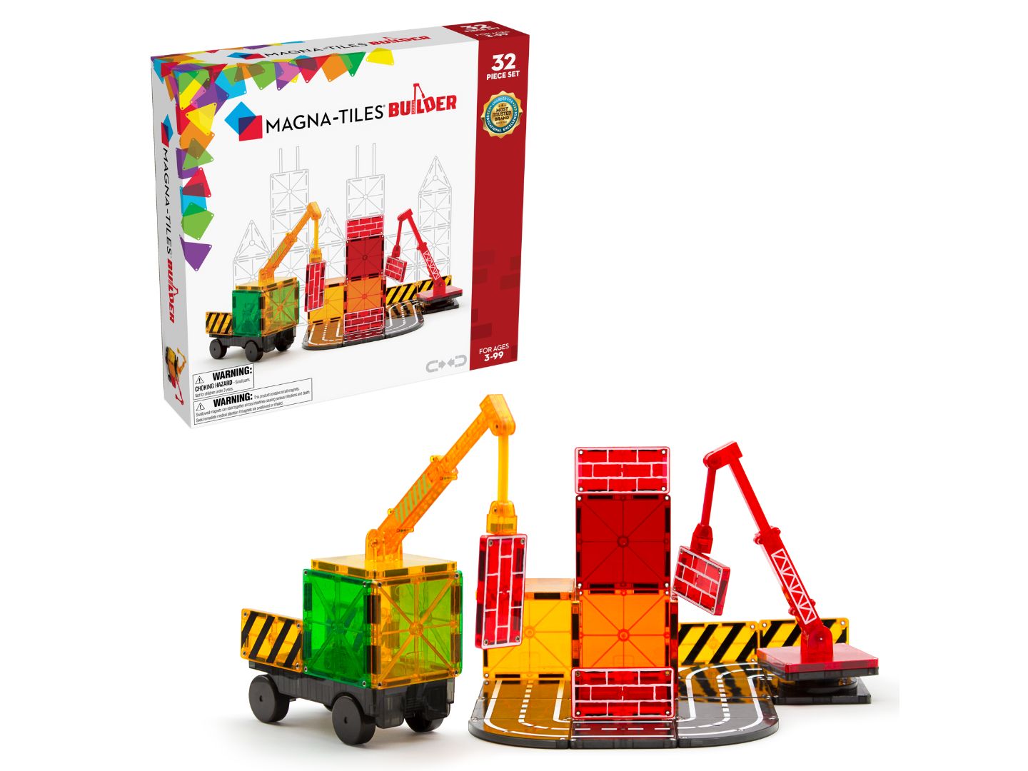 Детский конструктор Magna-Tiles® Builder 32-Piece Magnetic Building Set, Ages 3+ — фото 1