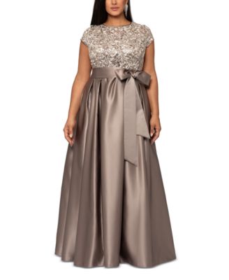 XSCAPE Plus Size Embroidered Sequined Ball Gown - Macy's