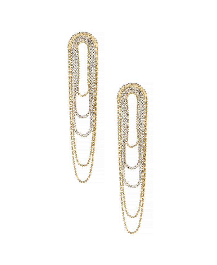 ETTIKA Crystal and Looped Chain Earrings in 18K Gold Plating - Macy's