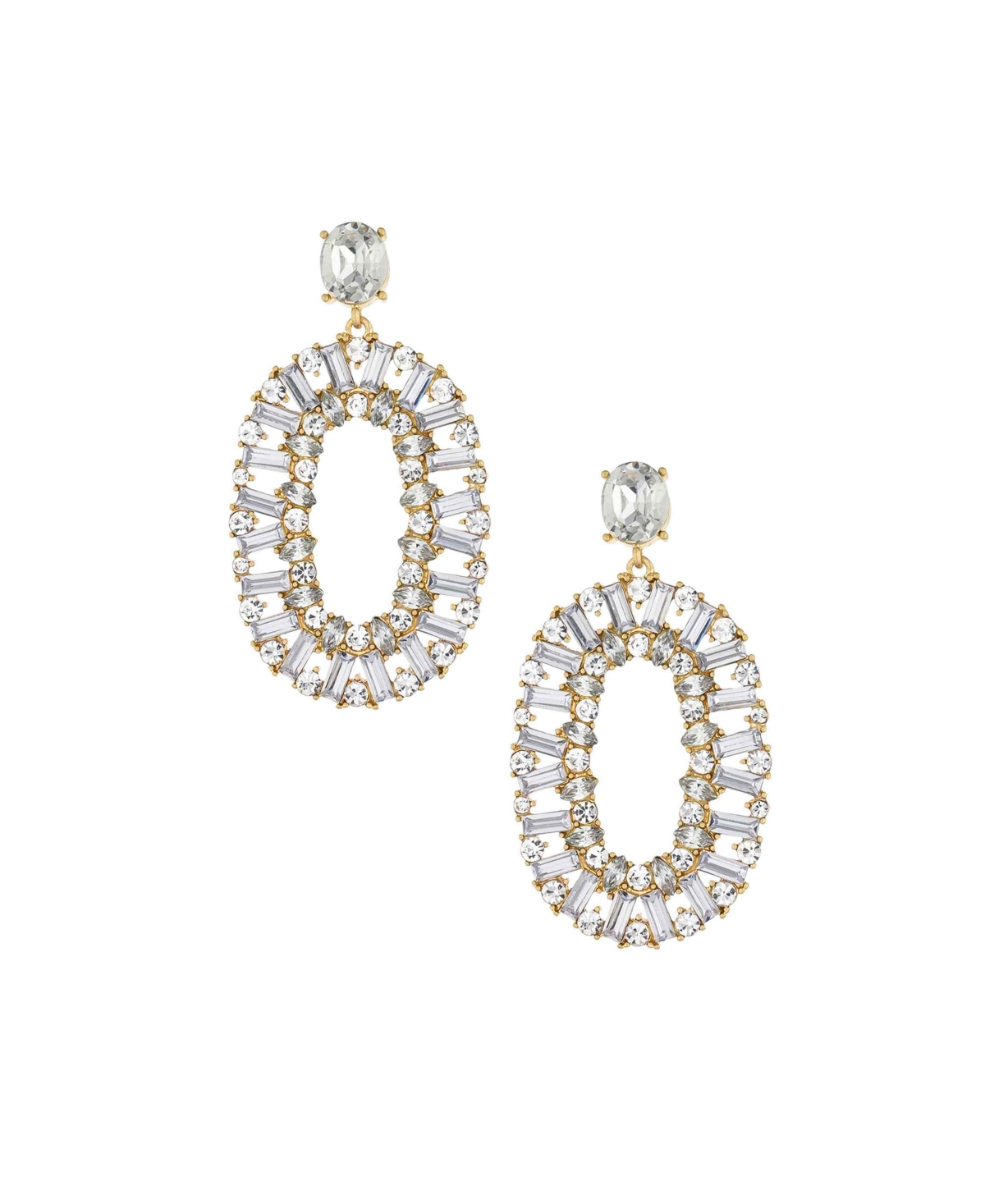 Shop Ettika Sparkle Oval Dangle Earrings In 18k Gold Plating