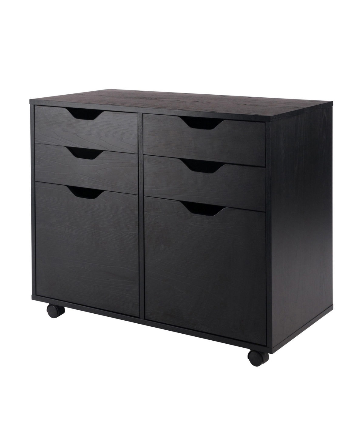 Winsome Halifax 26.3" Wood 2-door 4-drawer Wide Storage Cabinet In Black