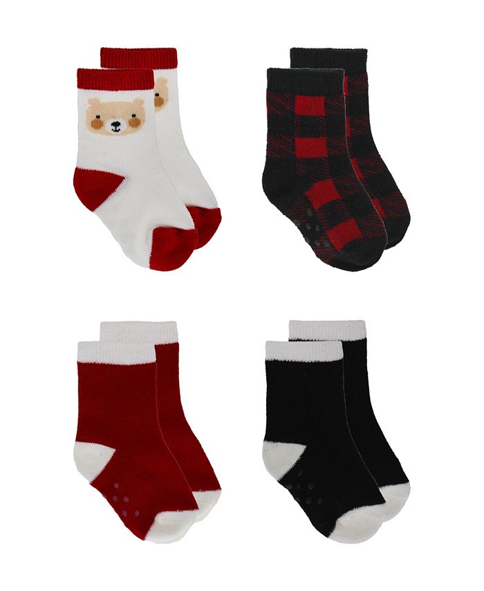 Snugabye Baby Boys or Baby Girls Buffalo Plaid Crew Socks Pack of