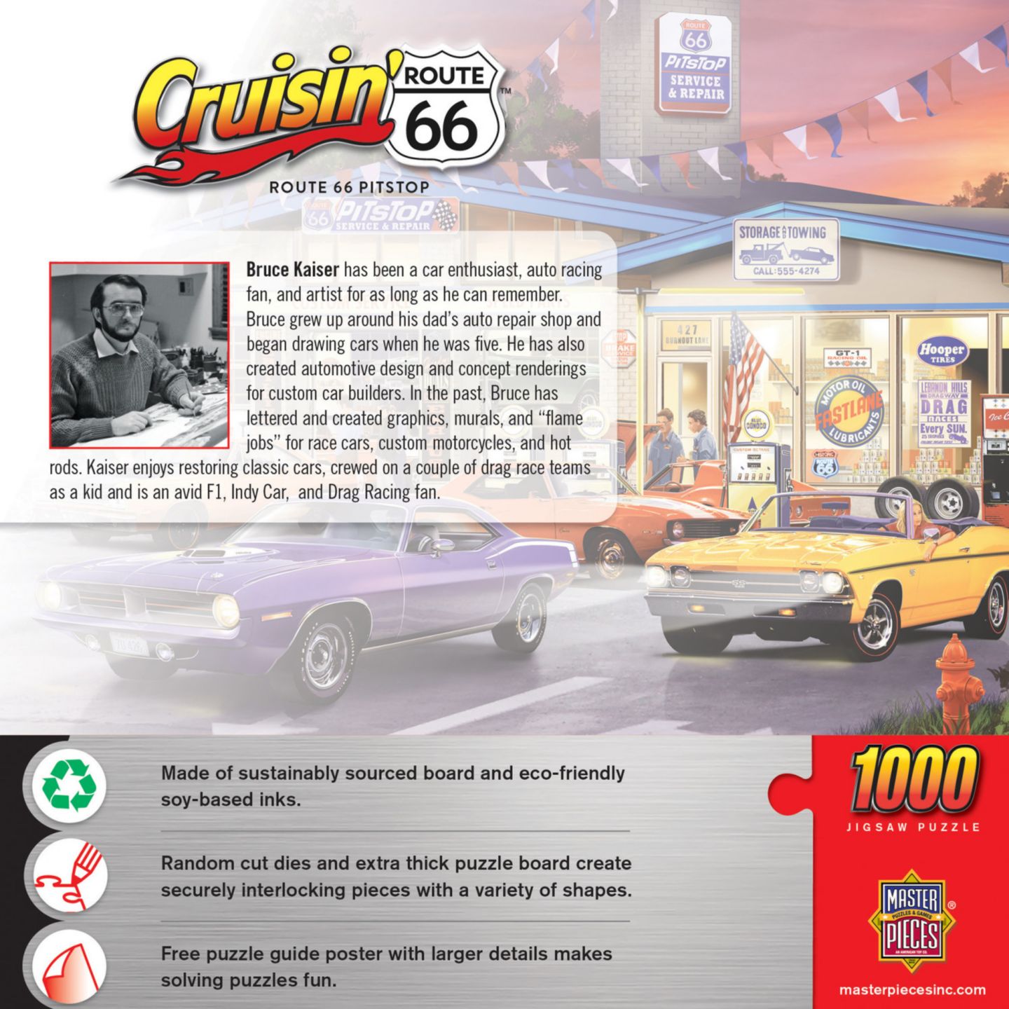 Детский пазл MasterPieces Puzzles Cruisin' Route 66 1000 Piece Puzzle, Ages 14+, цвет: Разноцветный — фото 3