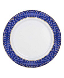 7.5" White with Gold Spiral on Blue Rim Plastic Appetizer/Salad Plates (120 plates)