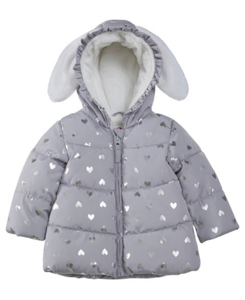 Куртка Rokka&Rolla Soft Fleece Lined Puffer Jacket Winter Coat для девочек-малышей, цвет: Серый / С принтом
