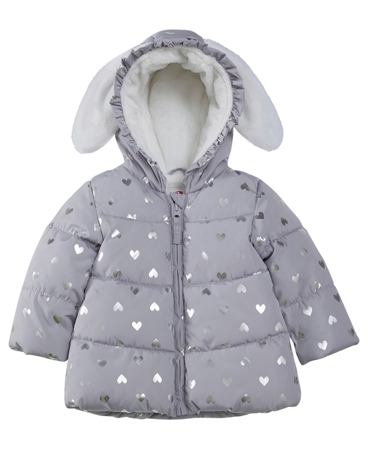 Rokka&Rolla Baby Girls Baby Soft Fleece Lined Puffer Jacket Winter Coat -Heart Foil Print
