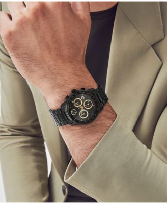 Men's Bold Verso Swiss Quartz Chronograph Ionic Plated Black Steel Bracelet Watch 44mm