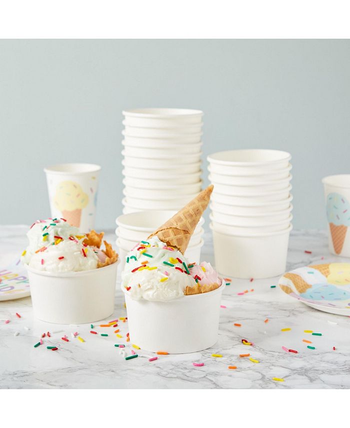Juvale 200 Pack White Paper Ice Cream Cups for Sundaes and Frozen