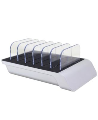 10.2A 6-Port USB Charging Station with 6 Device Slots, Silver