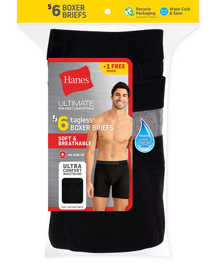 Hanes Men's 6-Pack Tagless No Ride Up Briefs with ComfortSoft