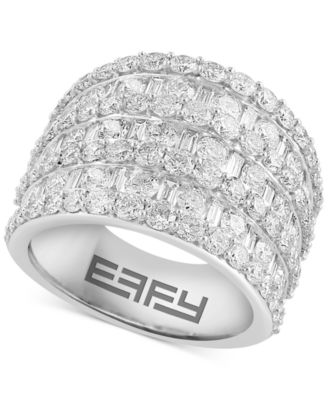 EFFY Collection - Diamond Round & Baguette Multirow Statement Ring (3-3/4 ct. t.w.) in 14k White Gold
