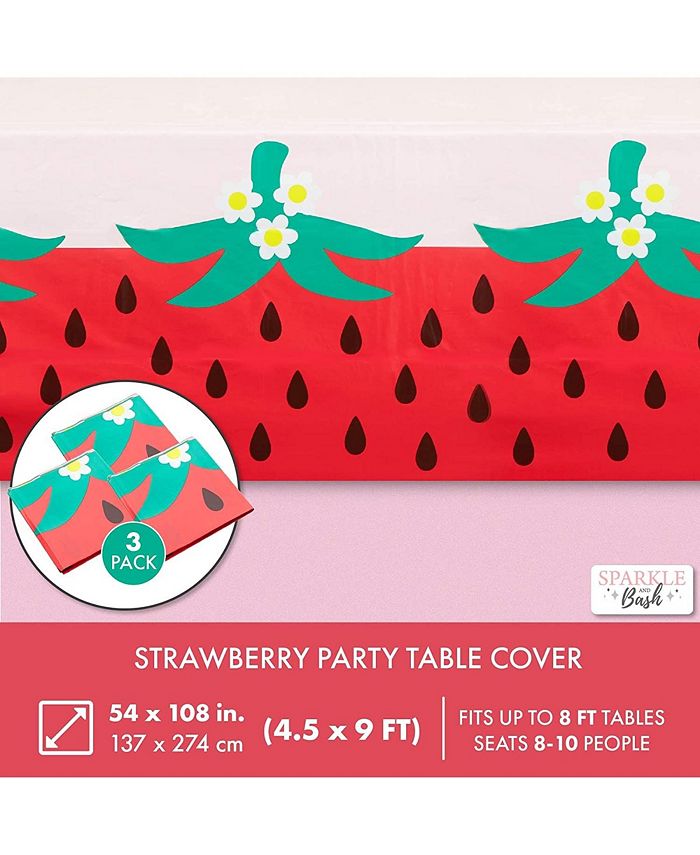 Sparkle and Bash Pink Plastic Tablecloth for Strawberry Party