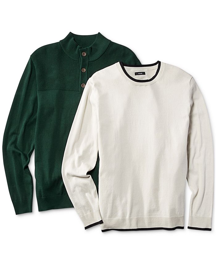 Alfani Men's Contrast Edge Crewneck Sweater, Created for Macy's