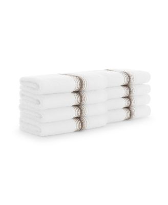 White Turkish Luxury Striped Washcloths for Bathroom 600 GSM, 13x13 in., 8-Pack , Super Soft  Absorbent Washcloths
