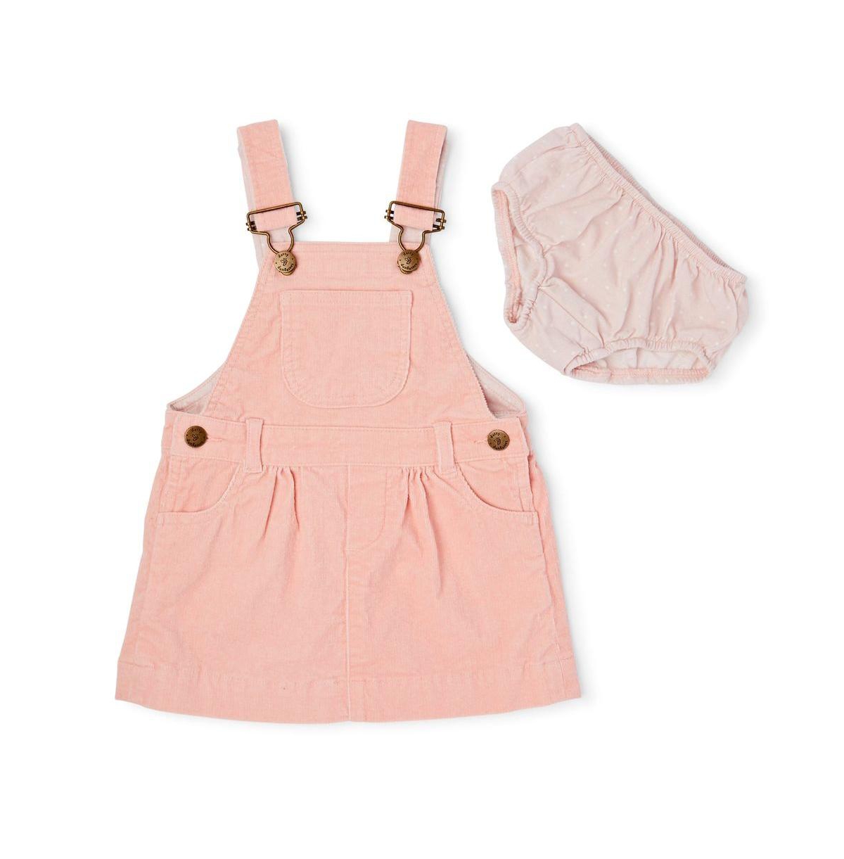 Dotty Dungarees Child Girl Corduroy Overall Dress In Old Rose Pink