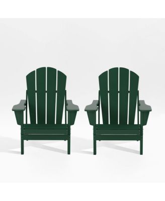 All-Weather Contoured Outdoor Poly Folding Adirondack Chair (Set of 2)