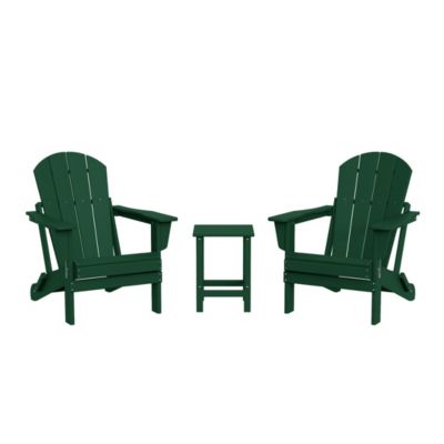 3 Piece Set Outdoor Folding Adirondack Chairs with Side Table