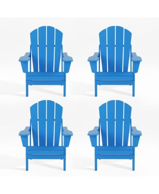 All-Weather Contoured Outdoor Poly Folding Adirondack Chair (Set of 4)