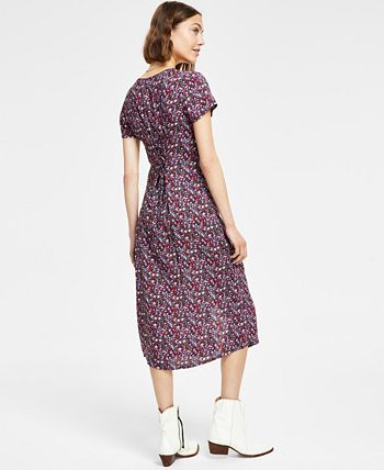 Lucky Brand Women's Floral Button-Front Midi Dress - Macy's