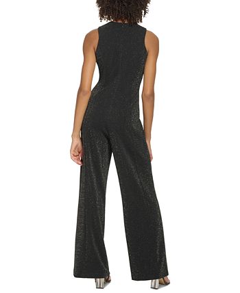 Calvin Klein Women's Halter Keyhole Shimmer-Crepe Jumpsuit - Macy's