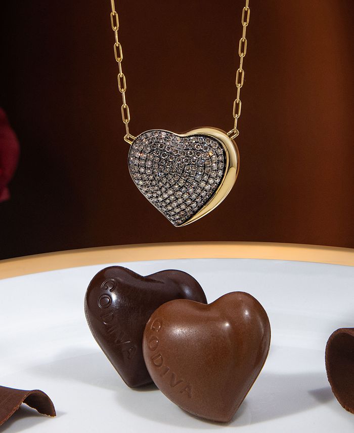 Le Vian GODIVA x Le Vian® Chocolate Diamond Pavé Heart Pendant Necklace (23/8 ct. t.w.) in 14k