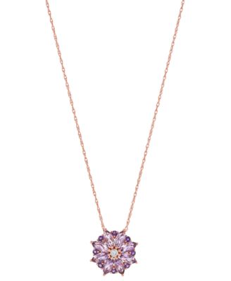 Macy's - Multi-Topaz (1-3/8 cttw) & Diamond Accent Flower Pendant Necklace in 14k White Gold (Also in Multi-Amethyst)